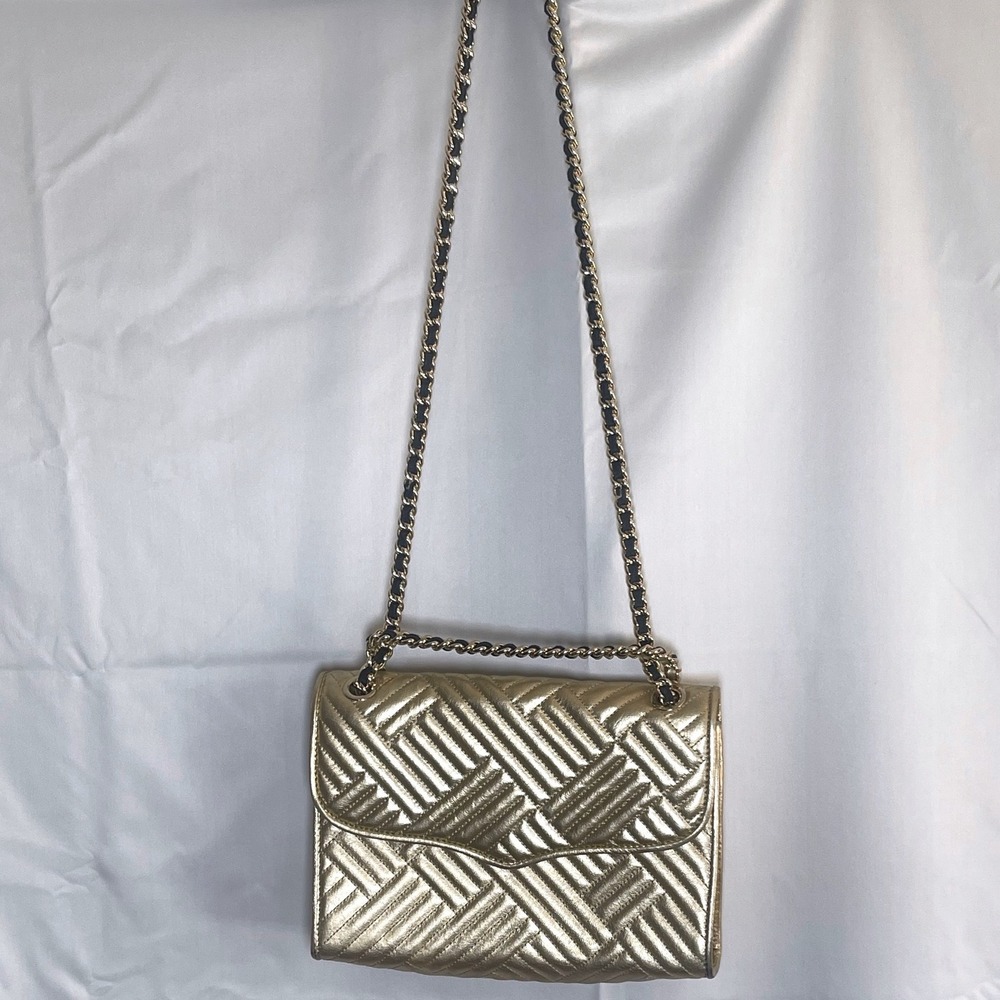 Rebecca Minkoff Large Affair Gold Metallic Leather Shoulder Crossbody Bag - Picture 2 of 6